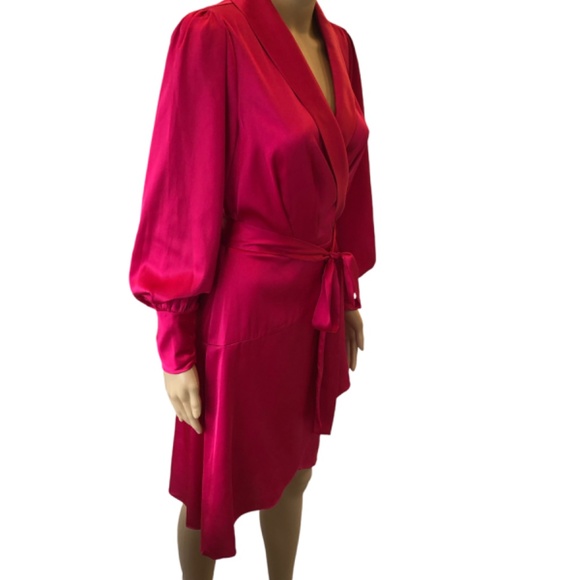 WHBM Long Sleeve Satin Wrap Mini Dress size 4 - Picture 5 of 12